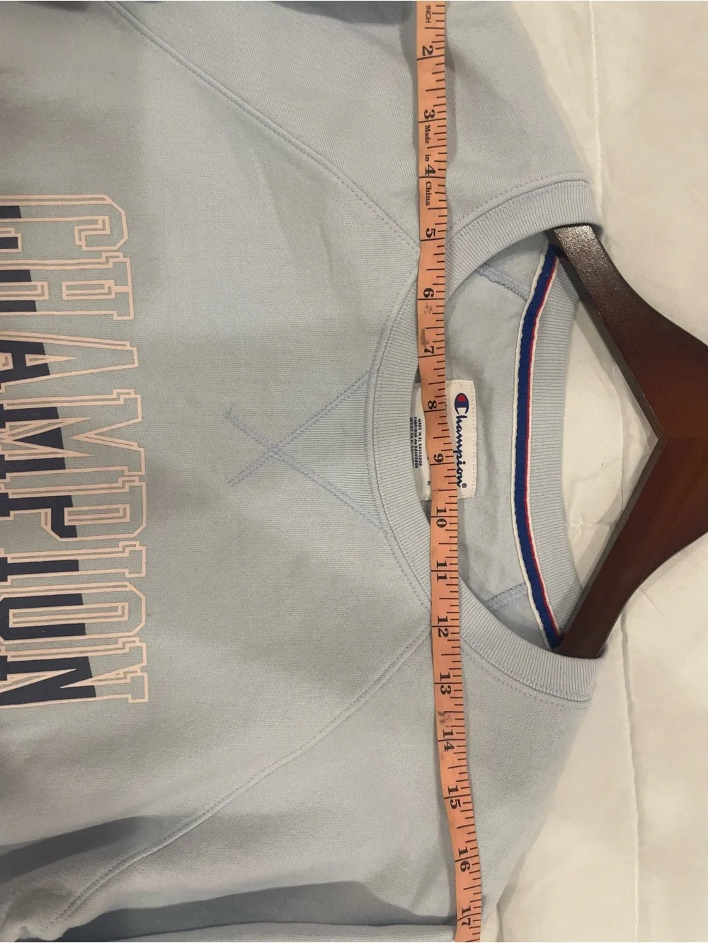 Champion Light Blue Crewneck Sweatshirt with Logo